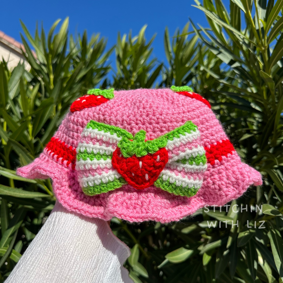 Strawberry Bow Bucket Hat