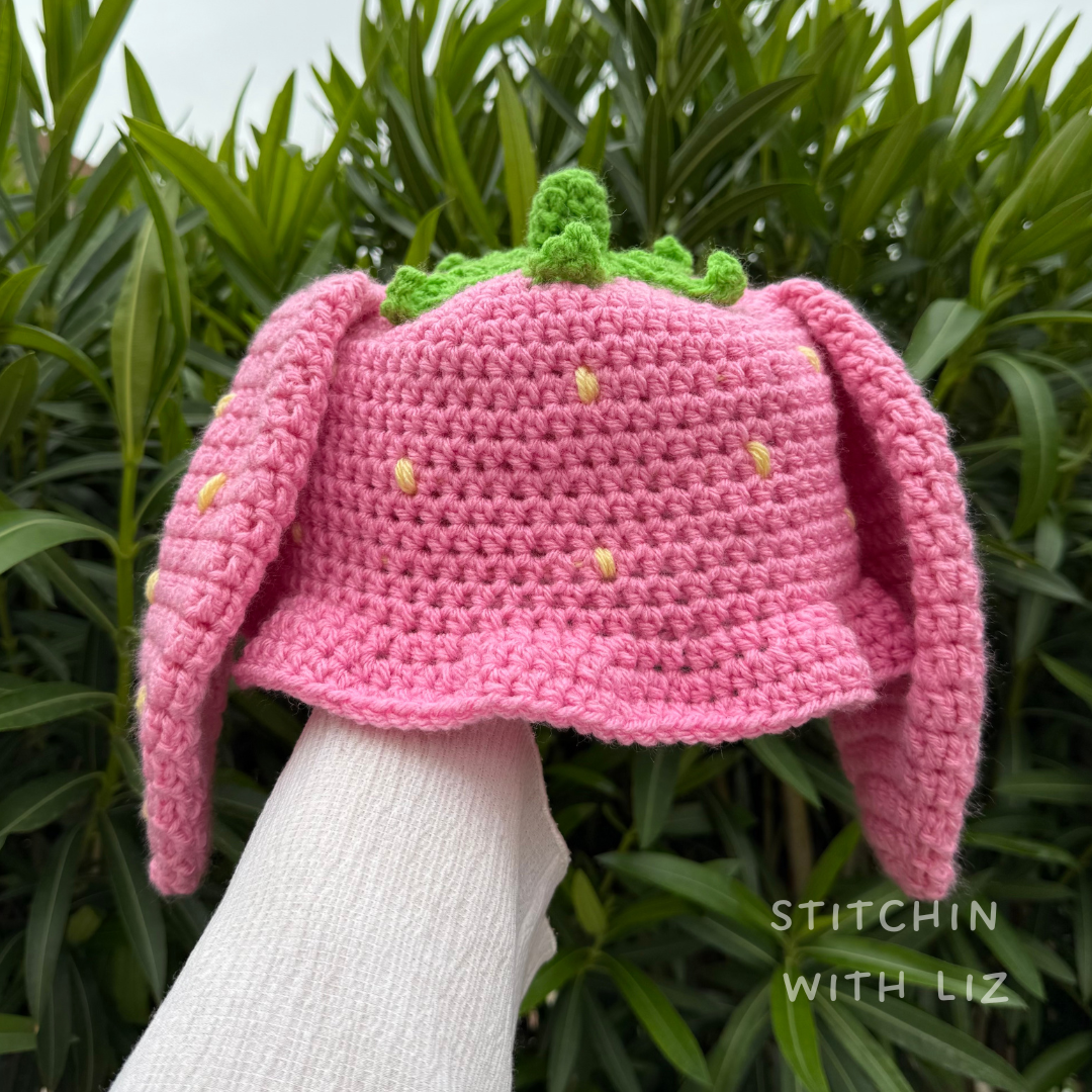 Pink Strawberry Bunny Hat