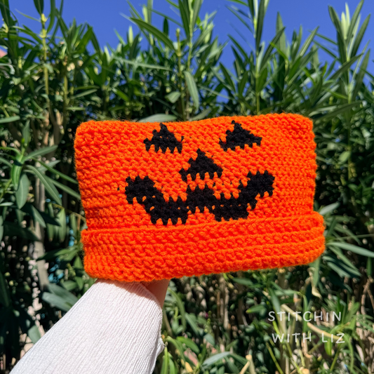Jack O Lantern Cat Beanie