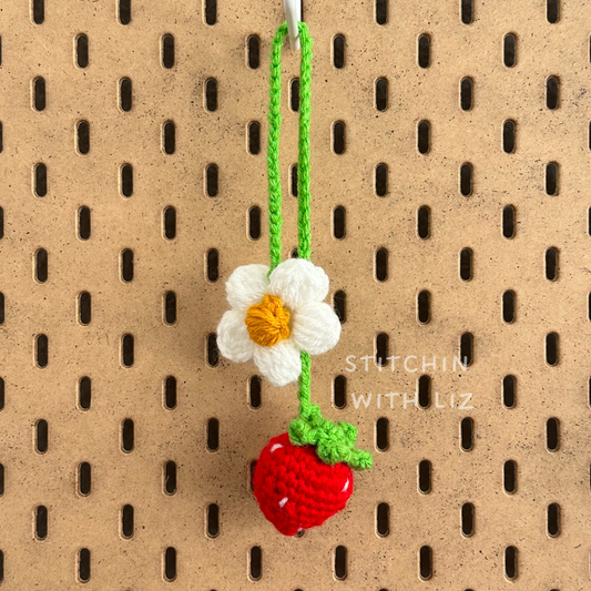 Strawberry Hanging Rearview Mirror Charm