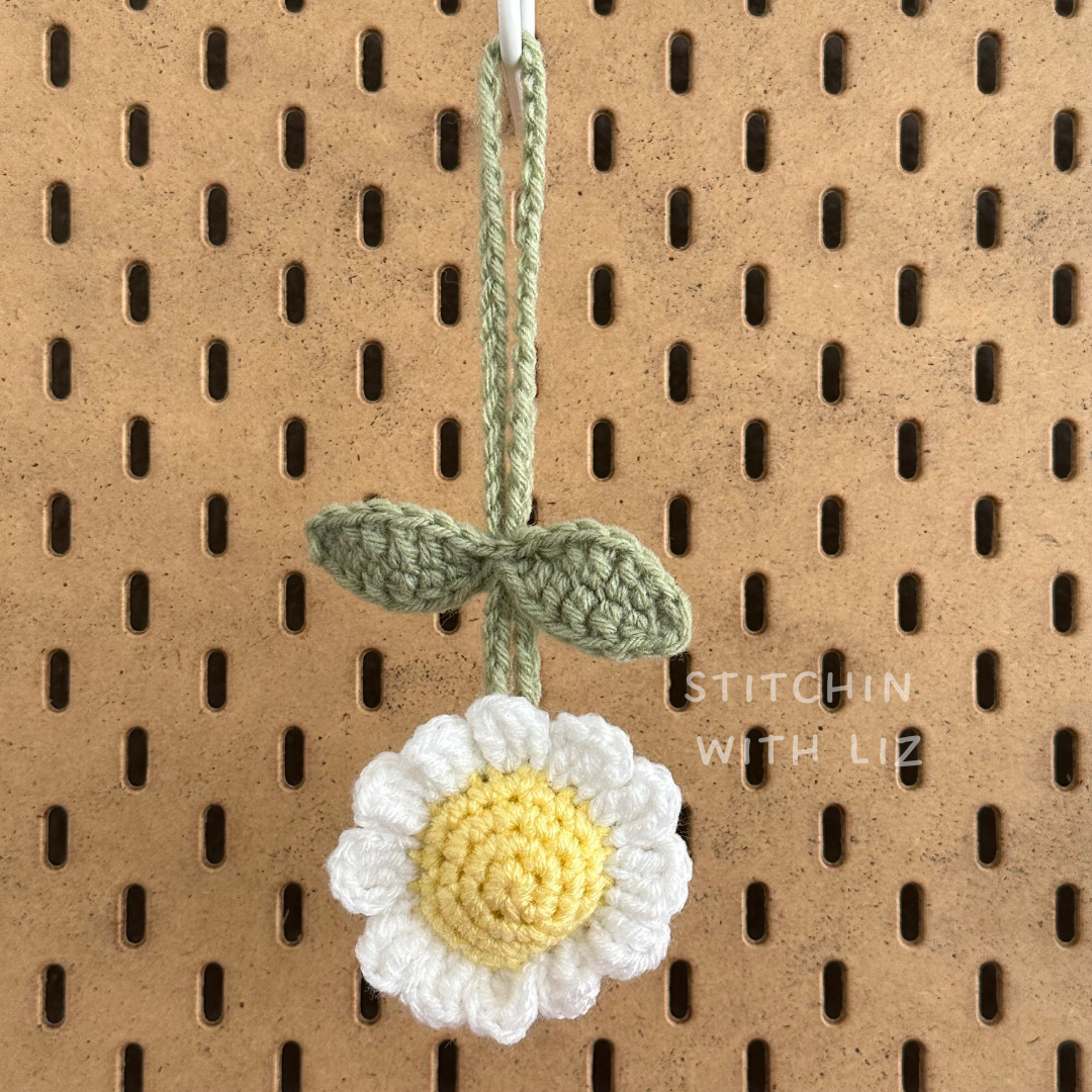 White Flower Rearview Mirror Car Charm