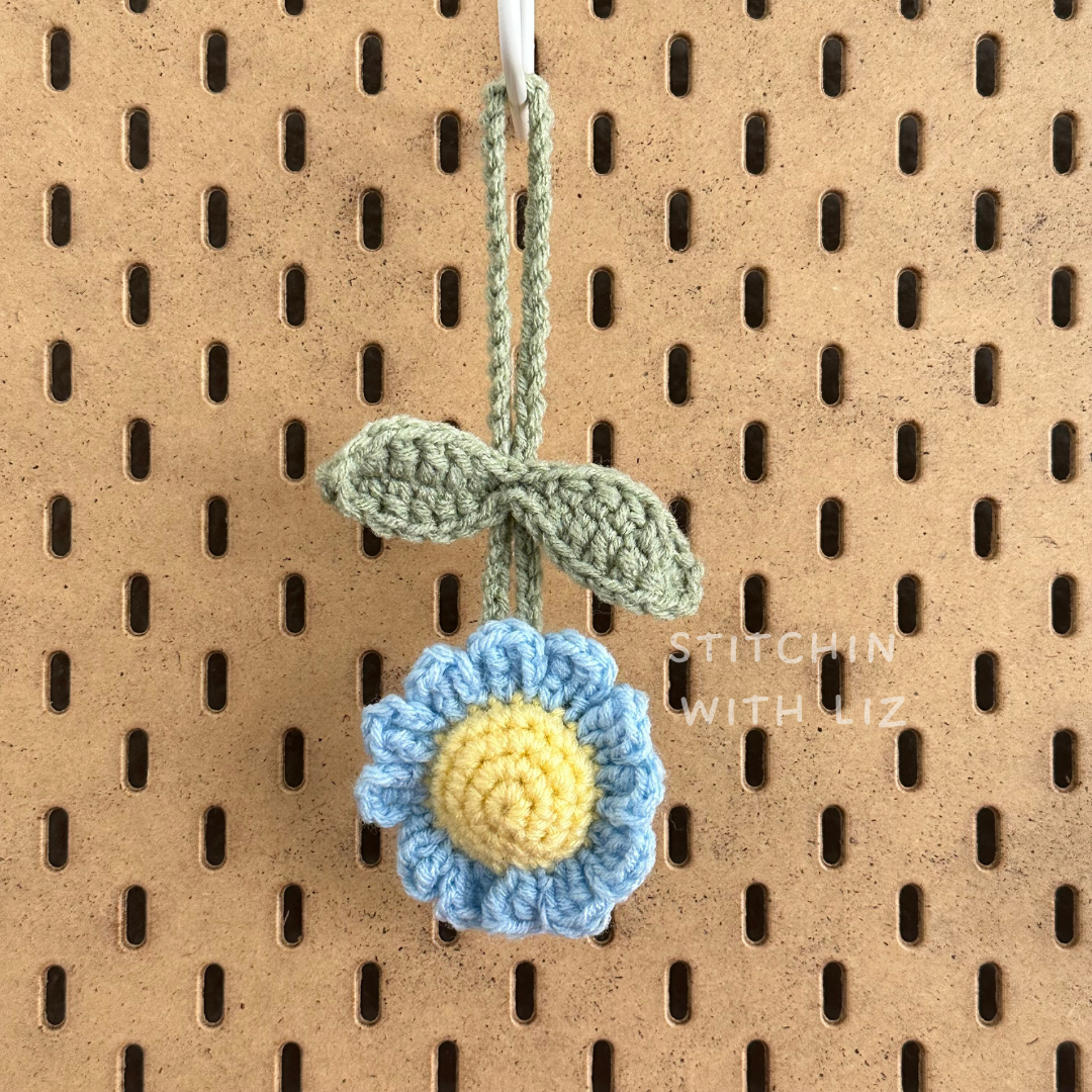 Blue Flower Rearview Mirror Car Charm