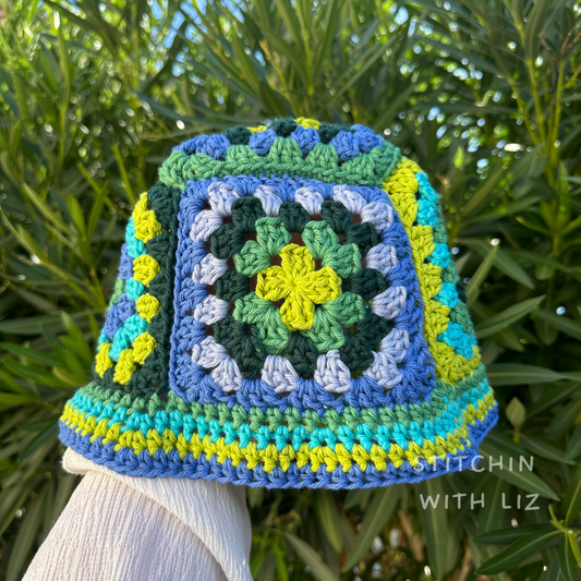 Vibrant Granny Square Bucket Hat