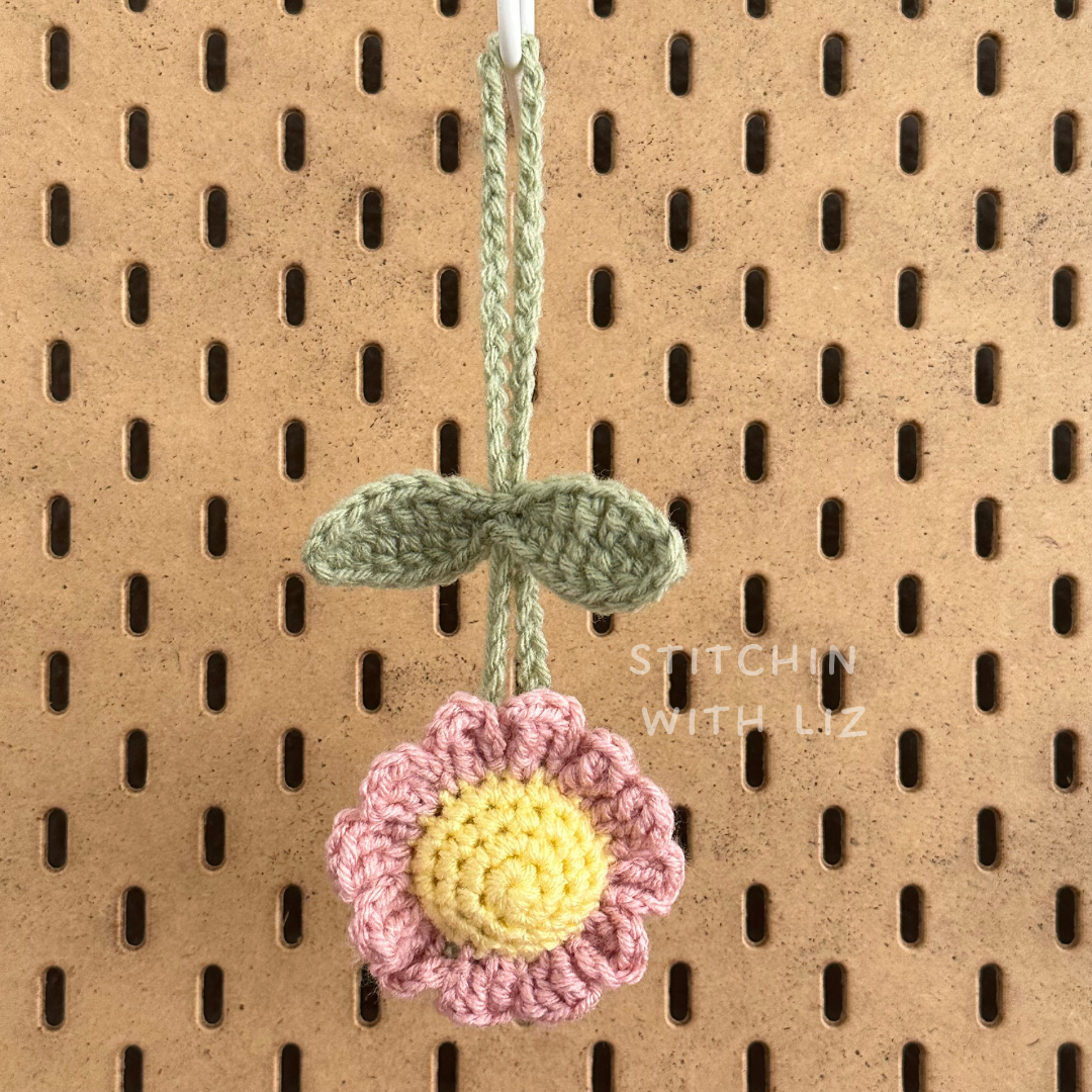 Dusty Pink Flower Rearview Mirror Car Charm