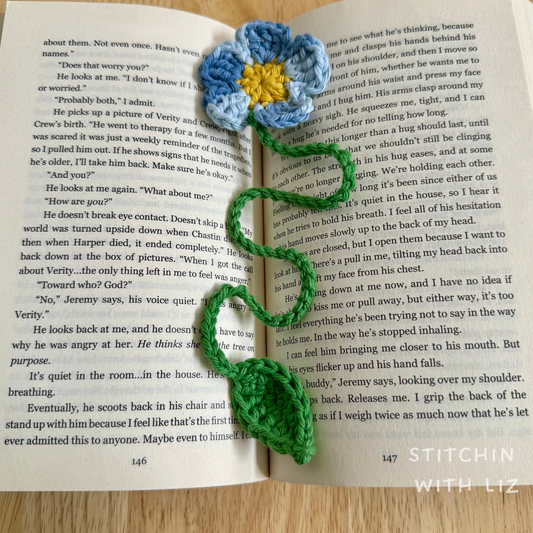 Blue Mix Flower Bookmark