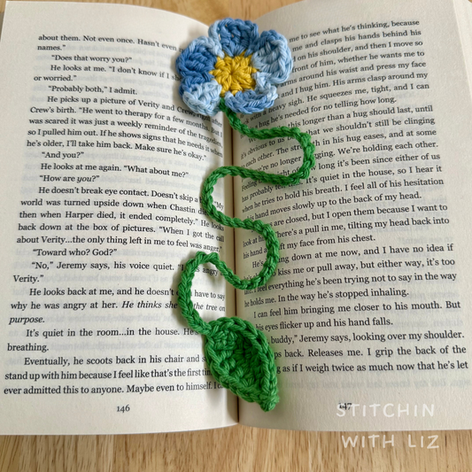 Multi Blue Flower Bookmark