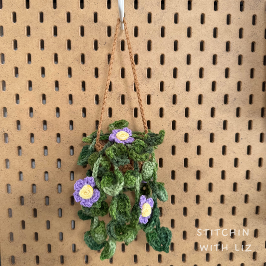 Potted Plant with Purple Flowers Car Charm