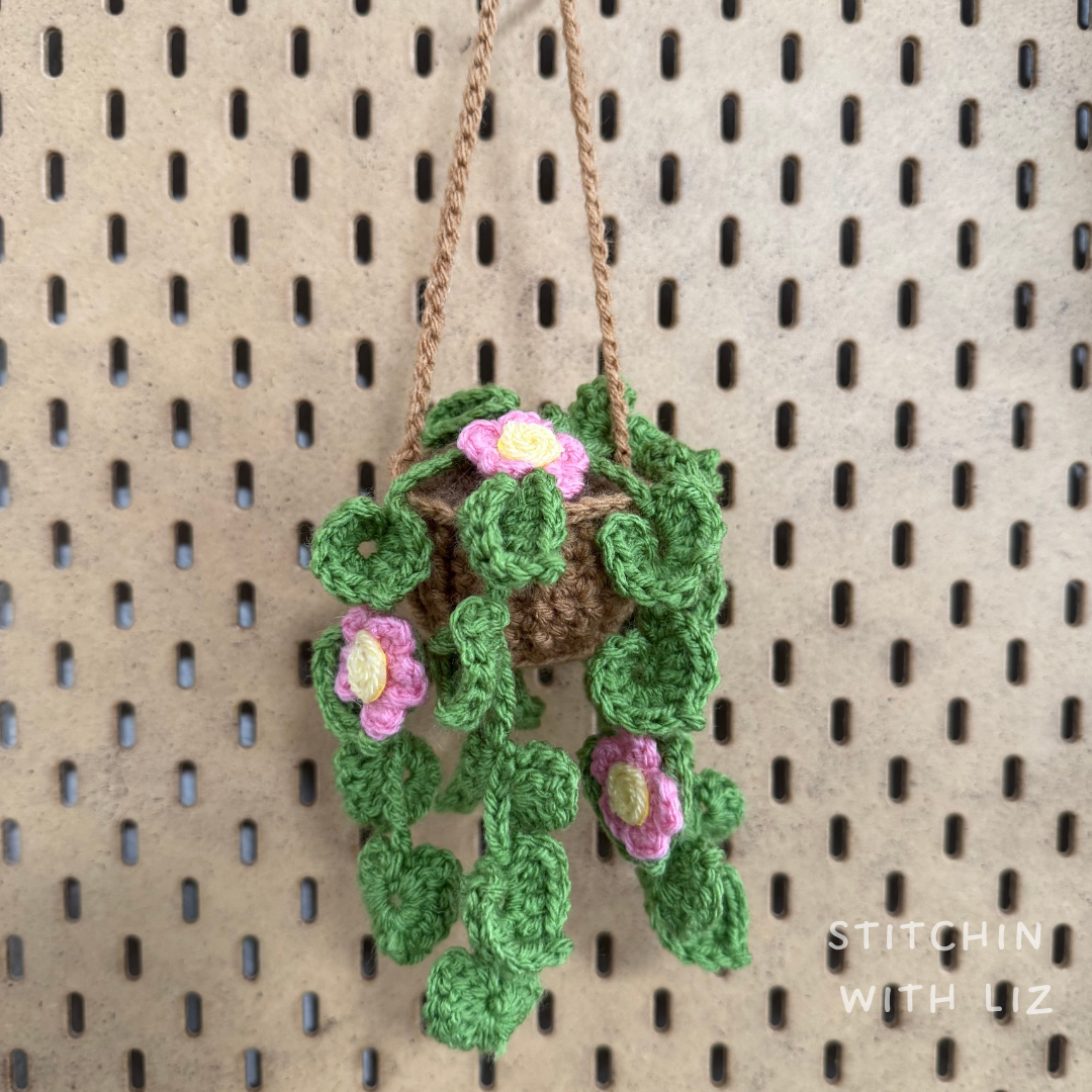 Potted Plant with Pink Flowers Car Charm