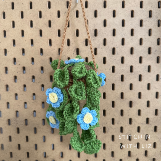 Potted Plant with Blue Flowers Car Charm