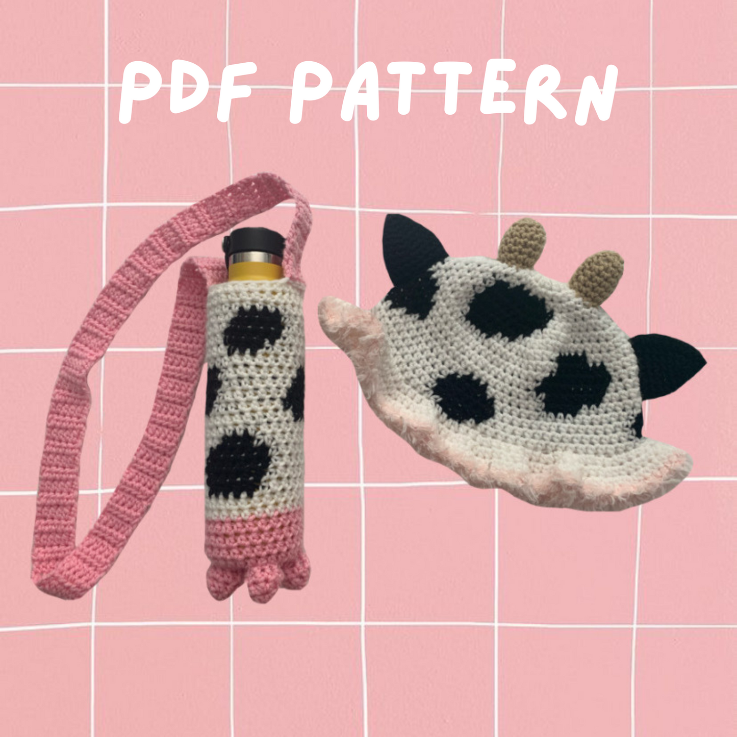 Cow Bucket Hat and Bottle Holder PDF Pattern