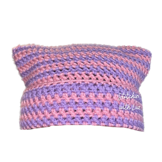 Pink and Purple Cat Beanie