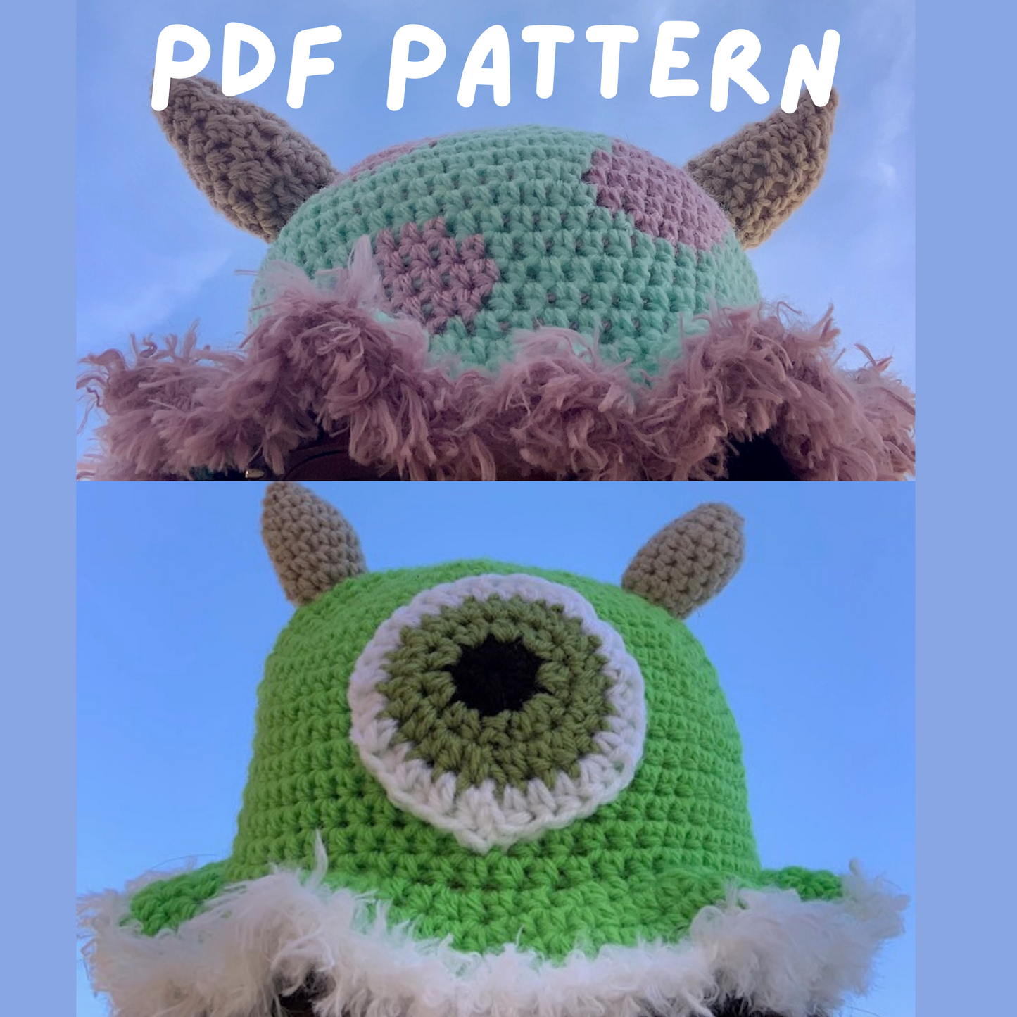 Monster Crochet Bucket Hat PDF Pattern