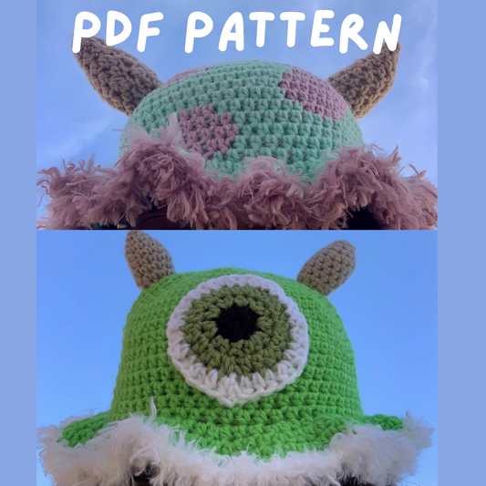 Monster Crochet Bucket Hat PDF Pattern
