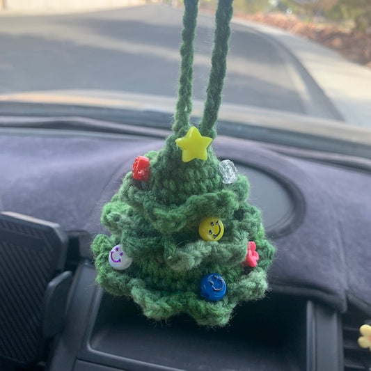 Smiley Beady Holiday Tree Hanging Rearview Mirror Charm